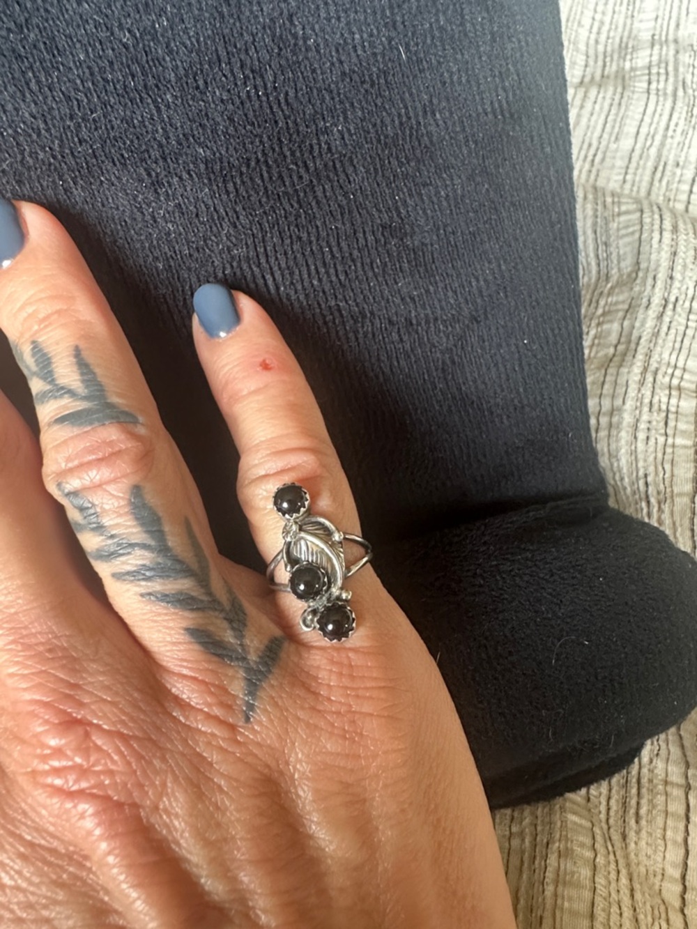 Sterling Silver Black Onyx Cluster Ring - Women Jewelry